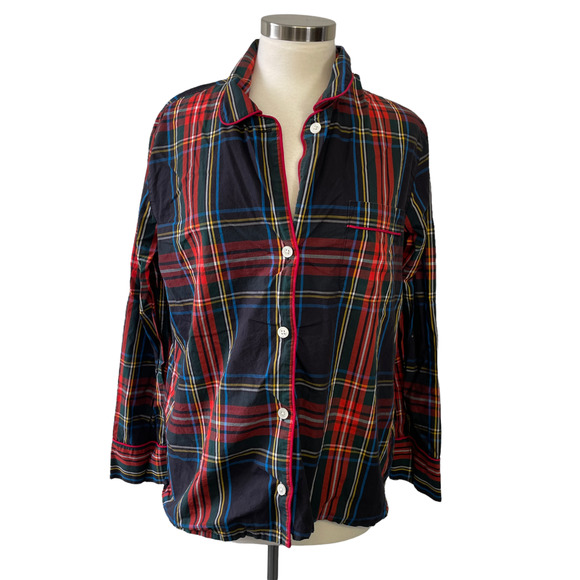 J. Crew Other - J Crew Women's Medium Red Tartan Plaid Long Sleeve Pajama Top Button